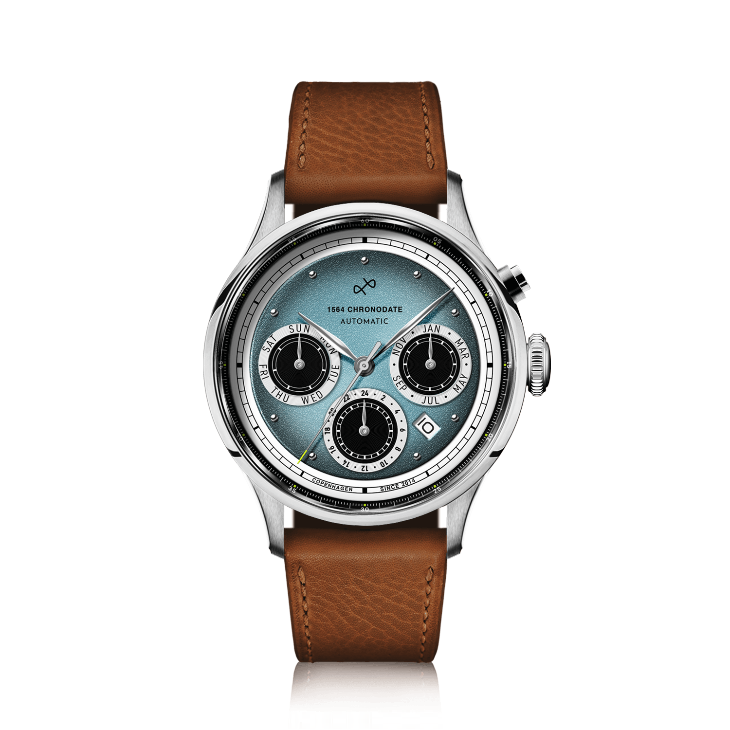 時計 1564 Chronodate Automatic ICE BLUE AV86 1564 Chronodate Automatic, Steel / Ice Blue – PHYLUM