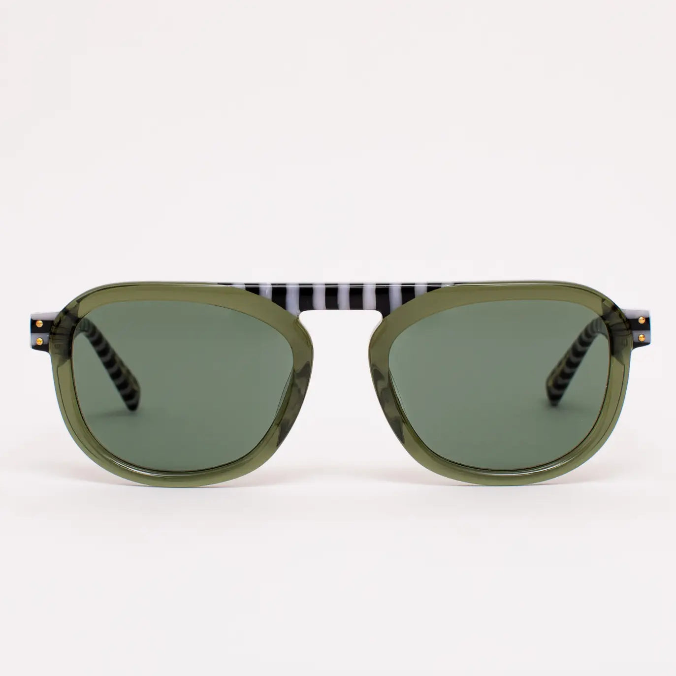 STEVIE SUNGLASSES SILEIR Stevie Oversized Black Aviator Sunglasses – Olive Lens  main image 2