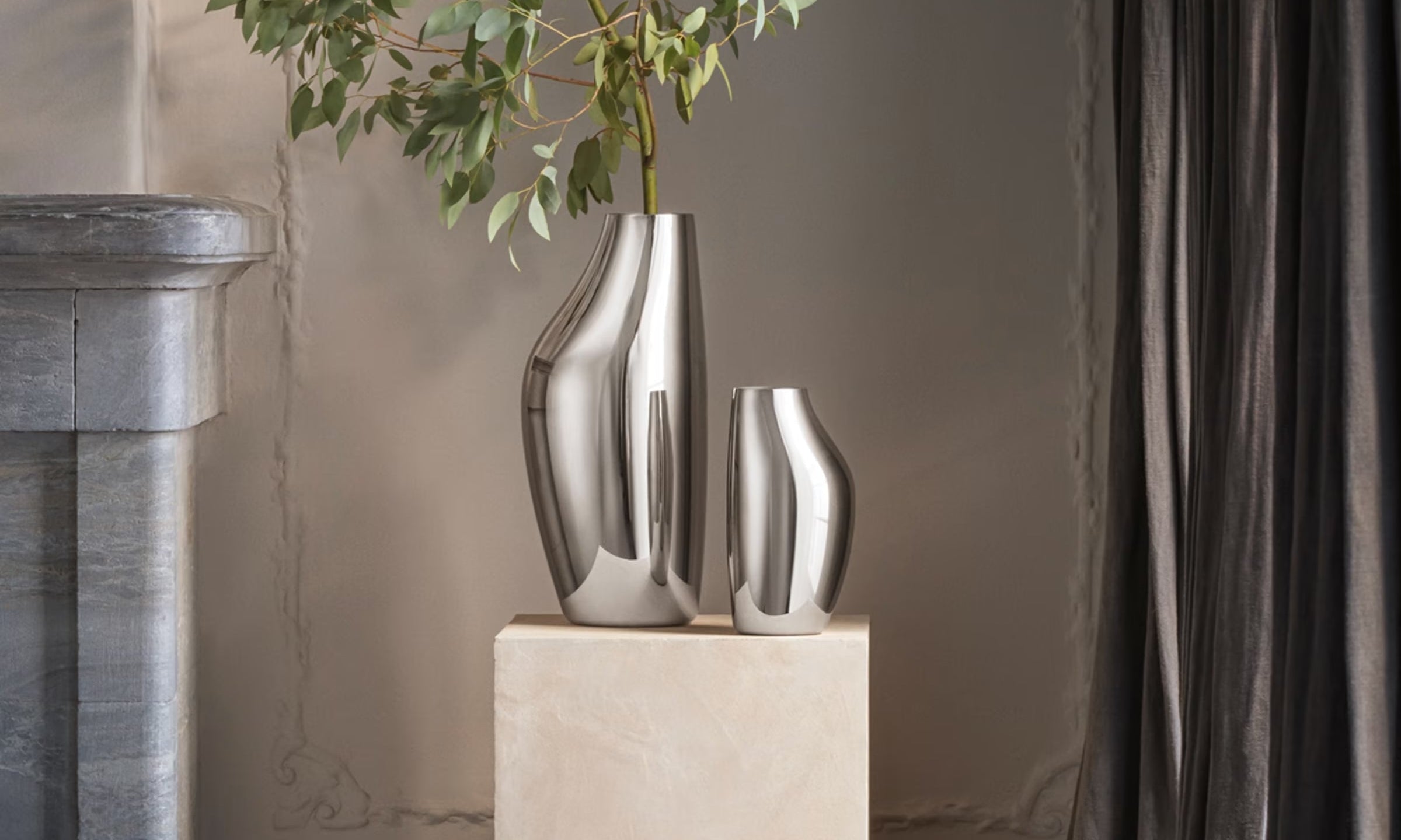 Georg Jensen Sky Vases with eucalyptus branches