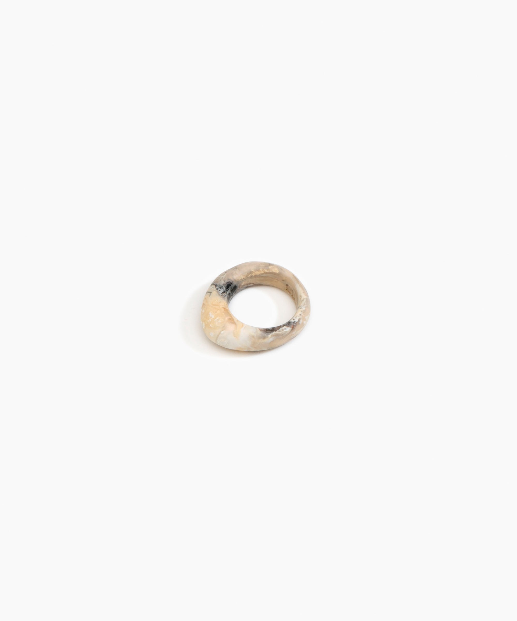 Slate Ring Narrow in Sandy Pearl by Dinosaur Designs, hand-cast resin