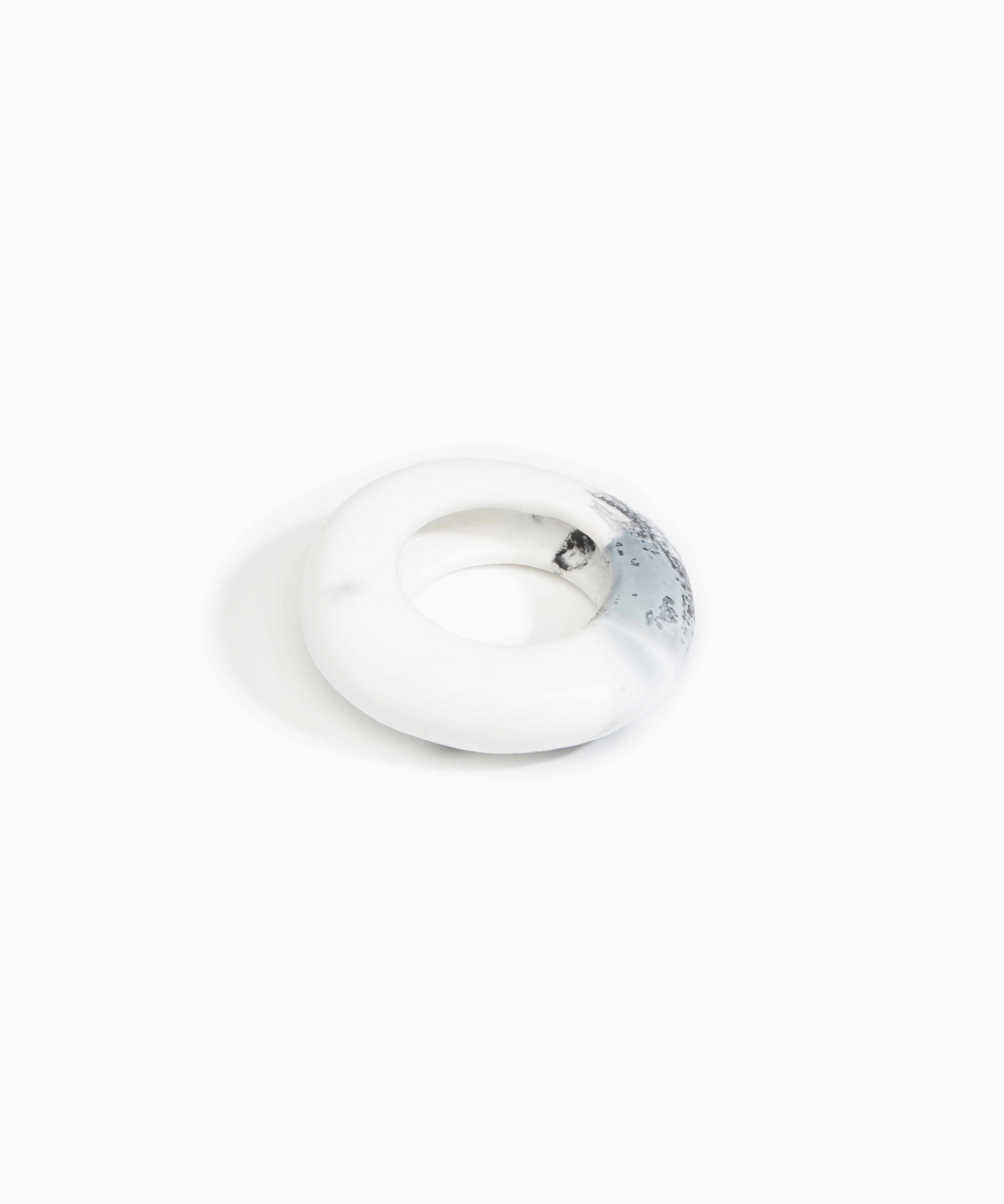 Large Drift Bangle in White Marble by Dinosaur Designs, hand-cast resin