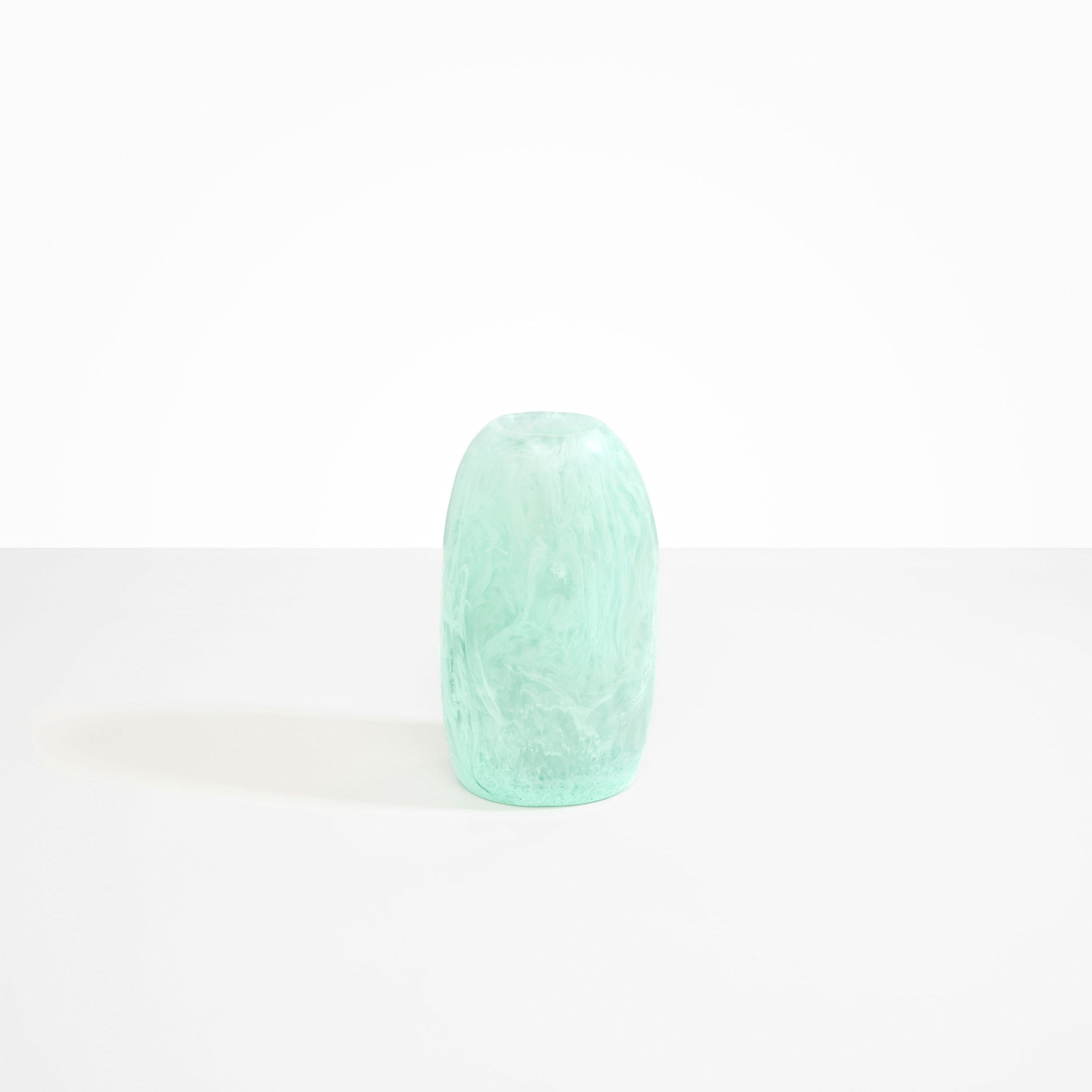 Medium Pebble Vase in Mint by Dinosaur Designs, hand-cast resin