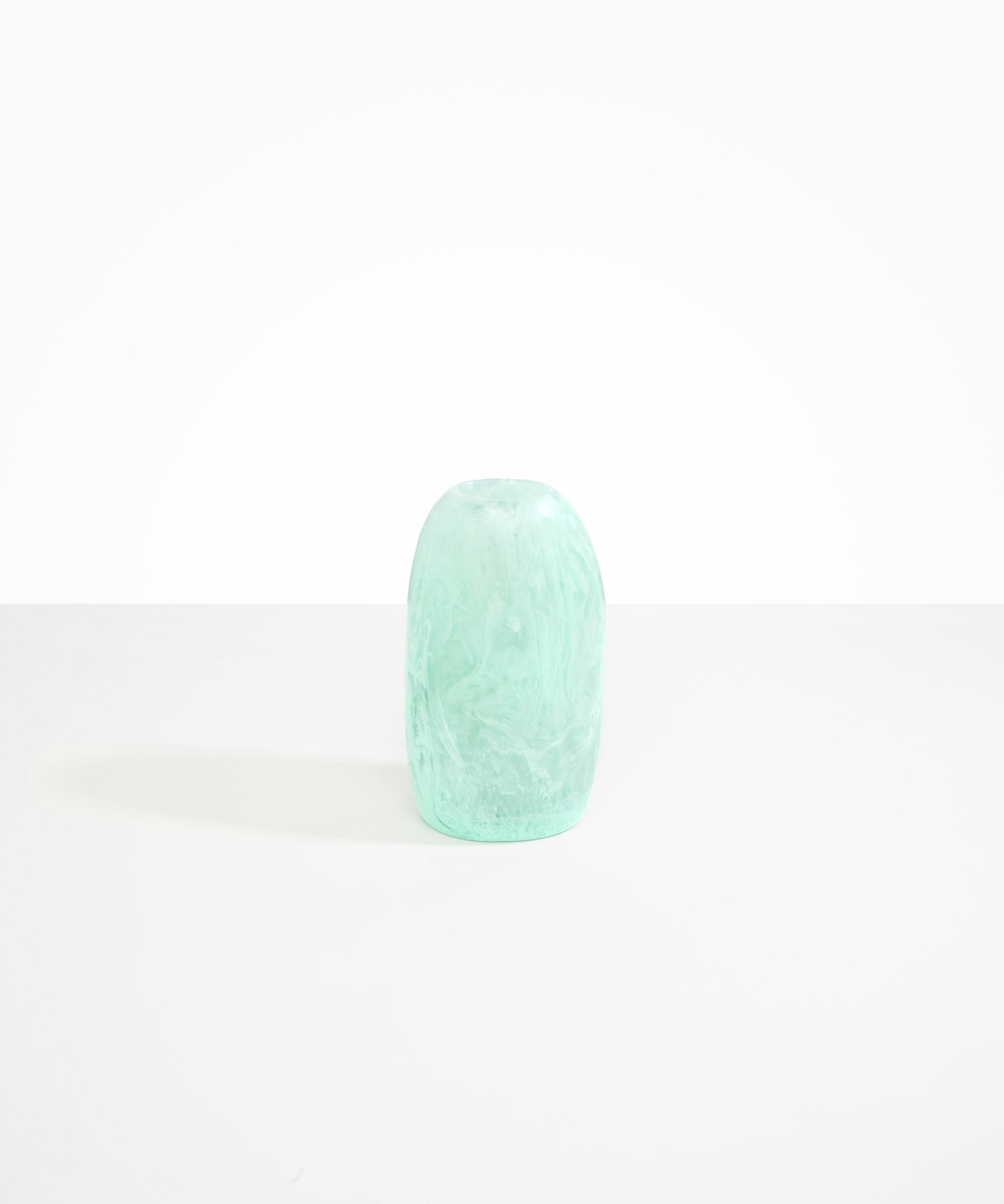 Medium Pebble Vase in Mint by Dinosaur Designs, hand-cast resin