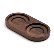 Walnut stand included with the David Mellor Stainless Steel Salt/Pepper Mill Set