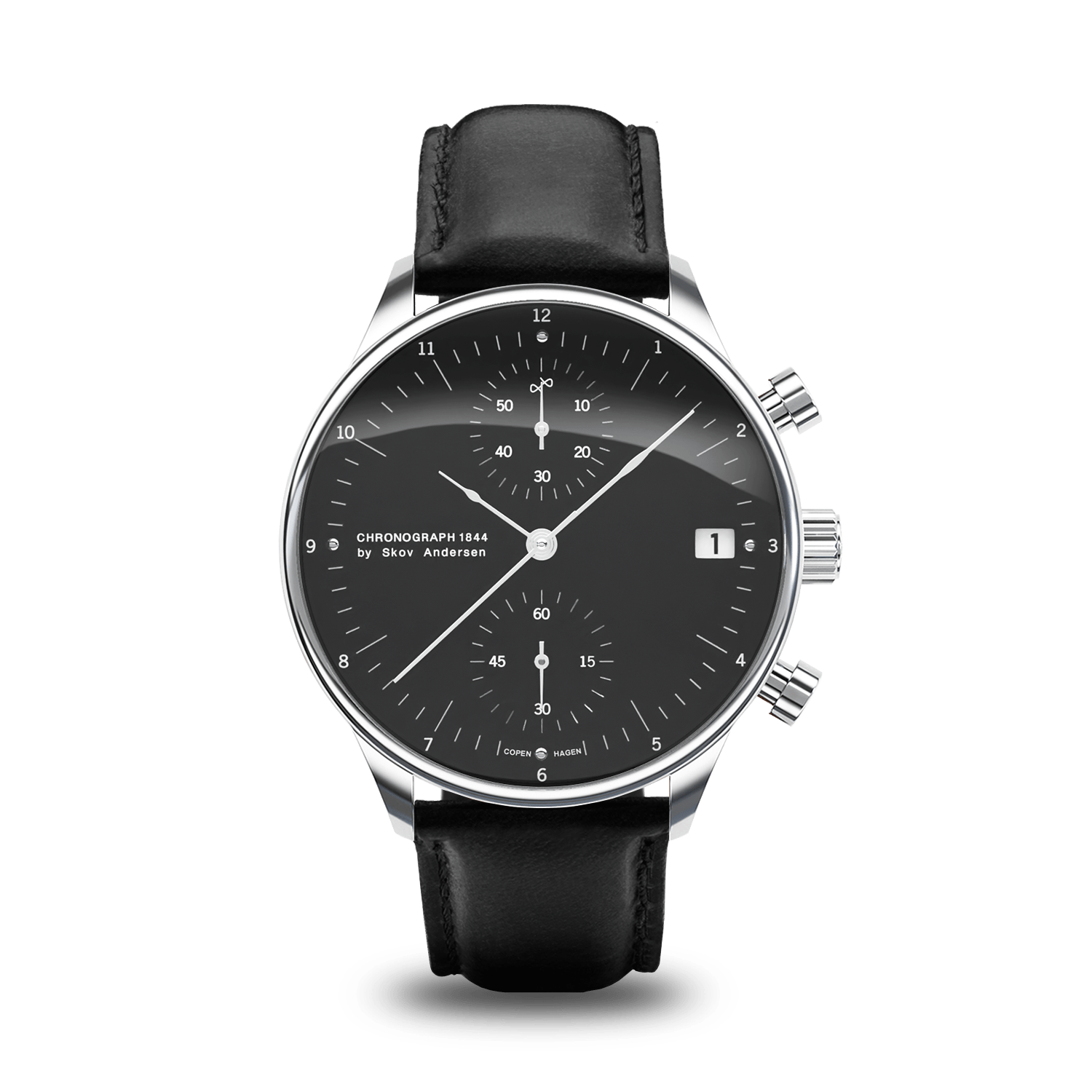 1844 Chronograph Steel Black, front view
