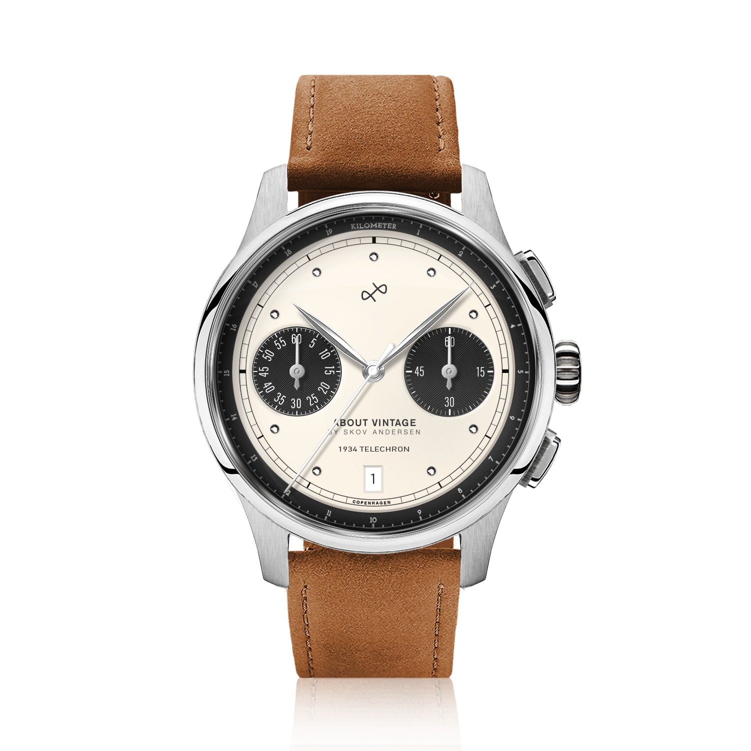1934 Telechron Off White & Black, front view