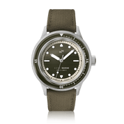 AV86 1956 Marine in Steel with green ridged dial on a Cordura Army strap