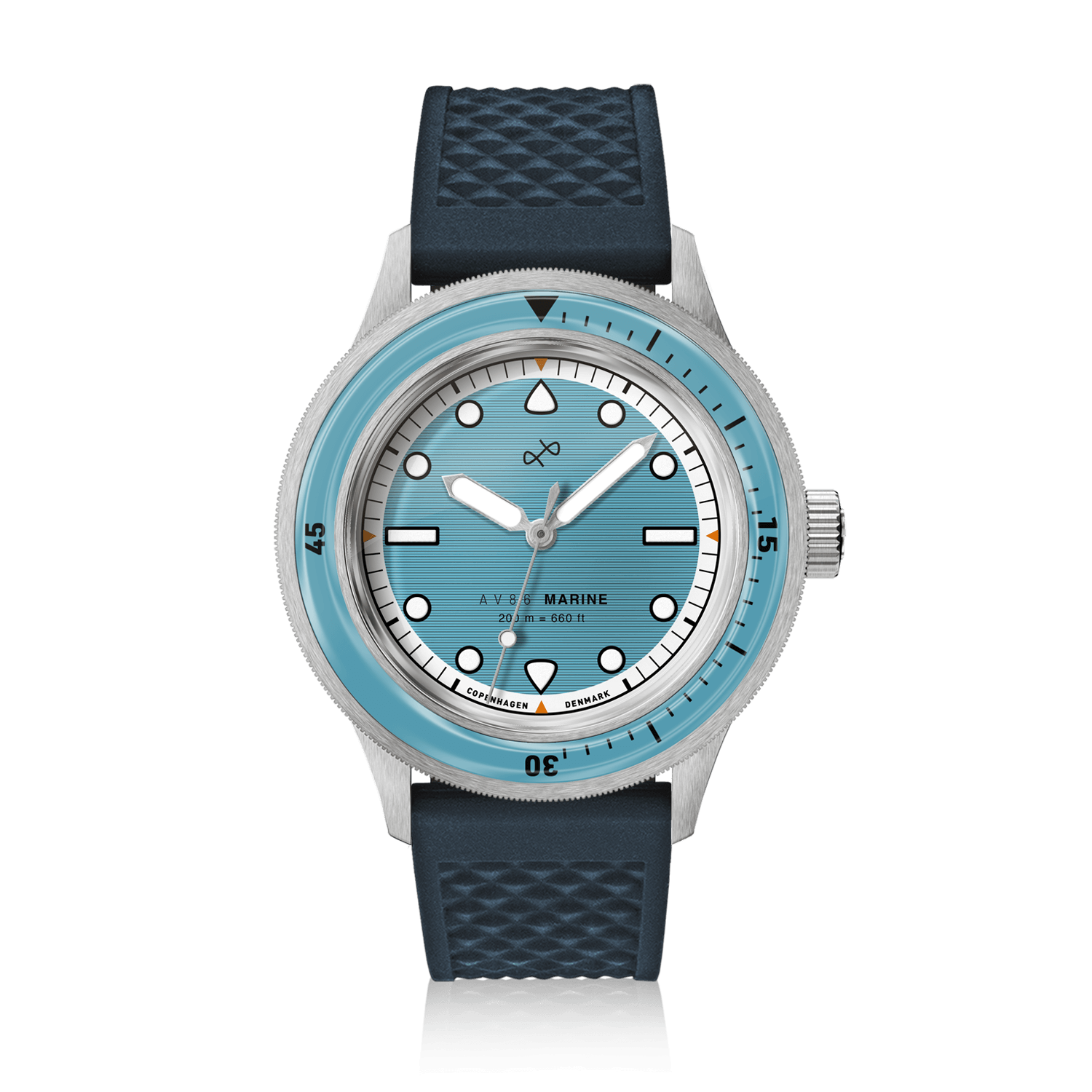 1956 Marine Steel Light Blue diver watch, front view