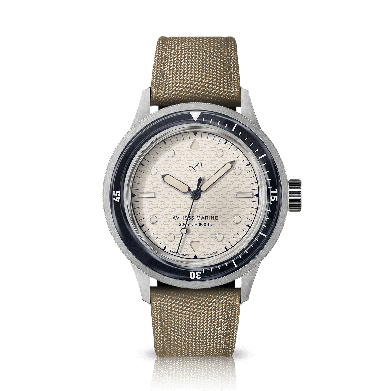 1956 Marine Navy & Off White diver watch, front view