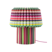 Paper Lamp Anna in the loops pattern, pleated paper shade with multicoloured horizontal bands