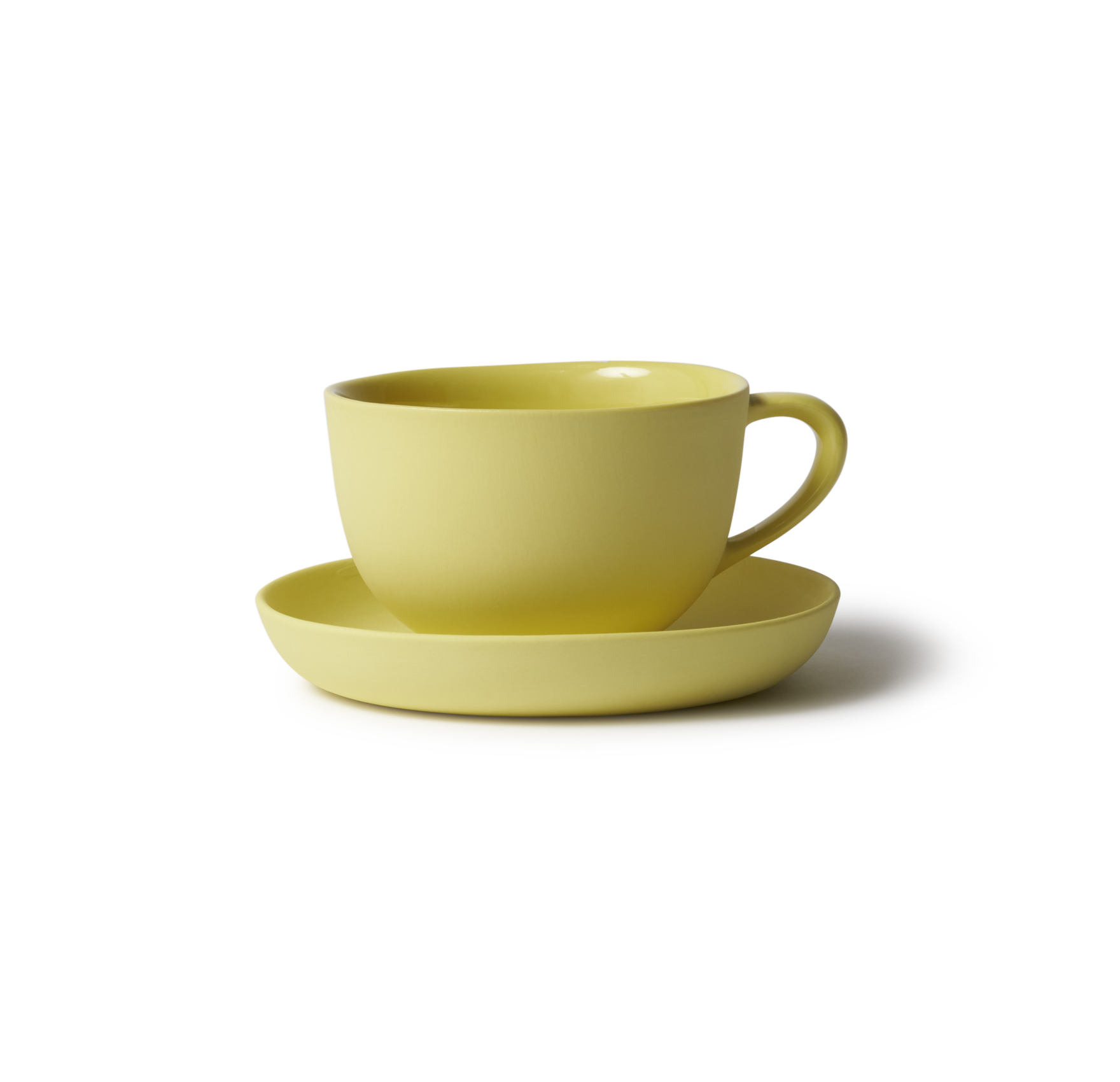 Tea Cup & Saucer Round - Yellow