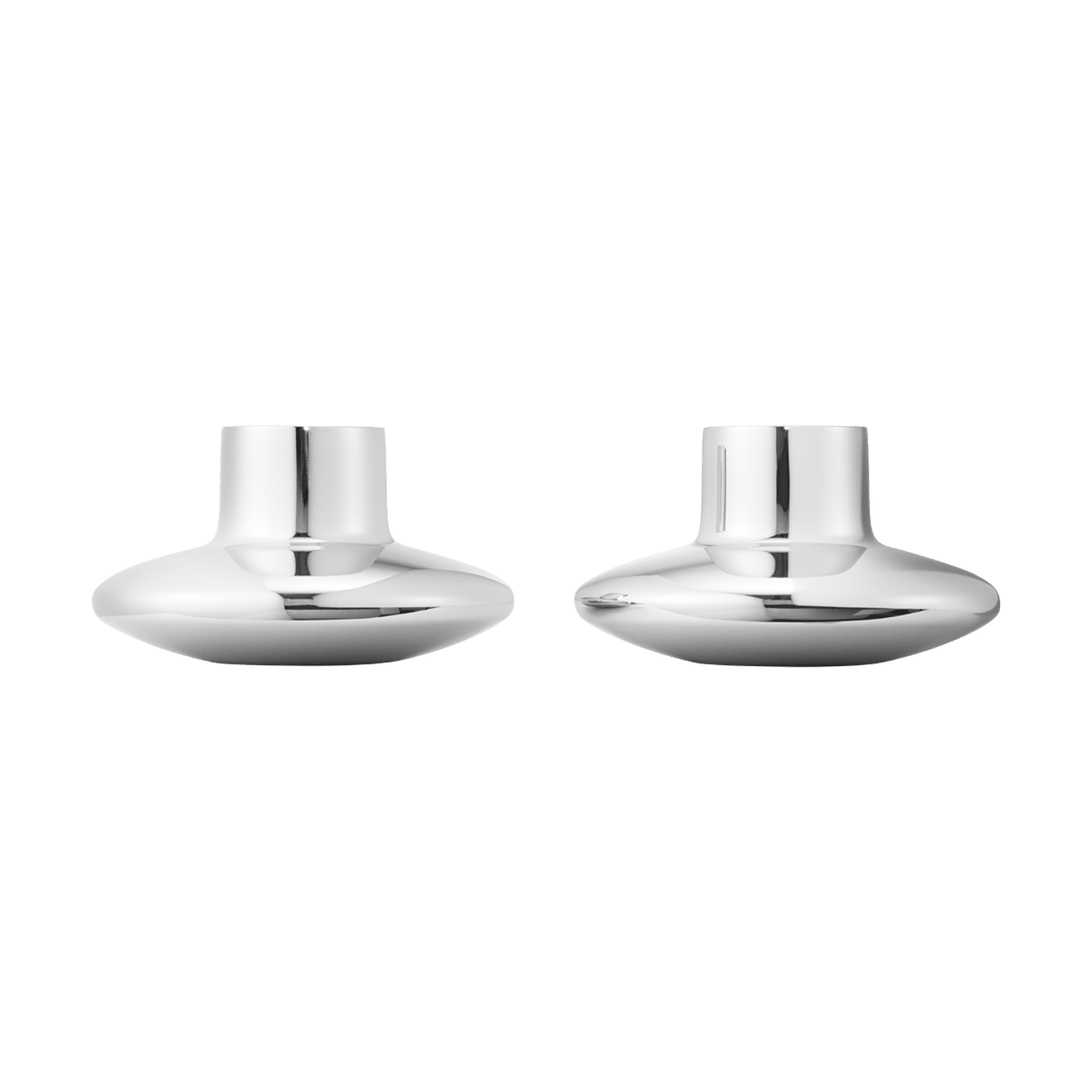 Koppel Candleholders, set of 2, by Georg Jensen, stainless steel