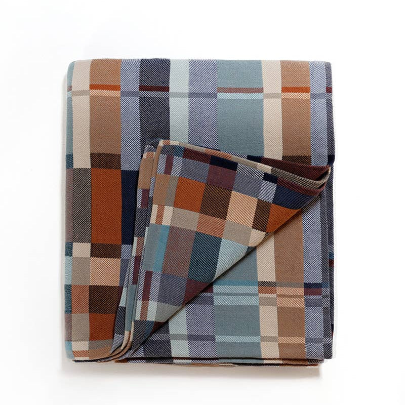 Mungo Double Cloth Queen Blanket in Camdeboo, folded to show both faces of the reversible weave