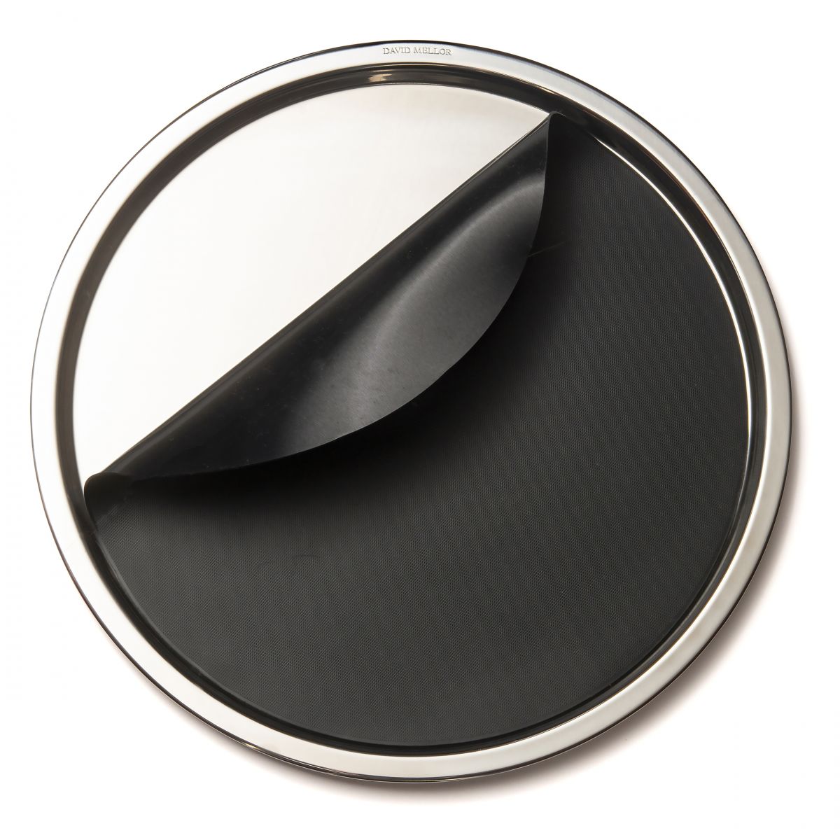 Stainless Steel Round Tray with Mat - mat peeled