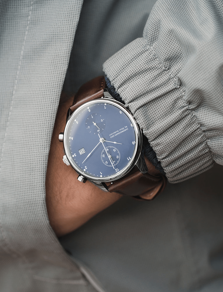 1815 Chronograph Blue Sunray worn on the wrist
