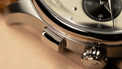 1934 Telechron, stainless steel case detail