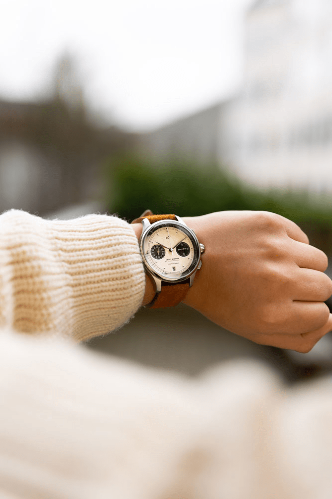 1934 Telechron on wrist outdoors