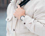 1956 Marine Navy & Off White with navy leather strap