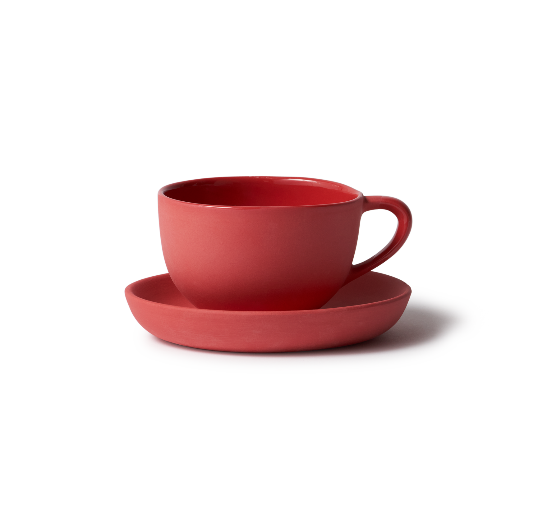 Tea Cup & Saucer Round - Red
