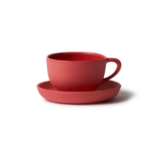 Tea Cup & Saucer Round - Red