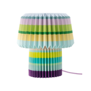 Paper Lamp Anna in the stripes pattern, pleated paper shade in pastel green, pink and yellow stripes