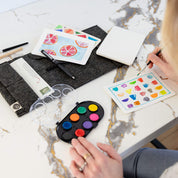 Painting a postcard with the Jotblock travel watercolor set