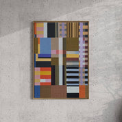 Detail of the Woven Perspectives No. 02 print showing the textured cotton rag paper and color columns
