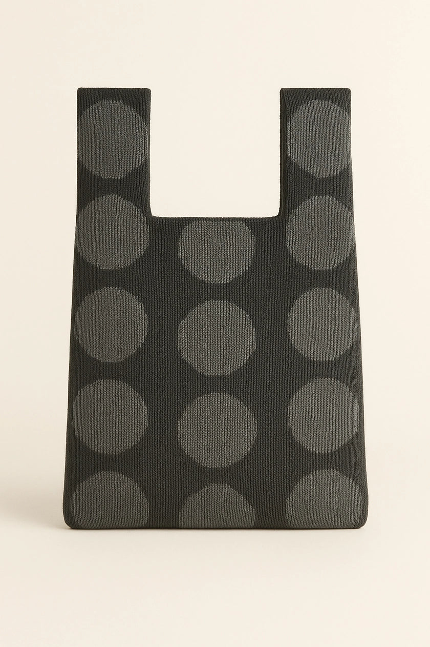 Gray Mod Dot Knitted Bag