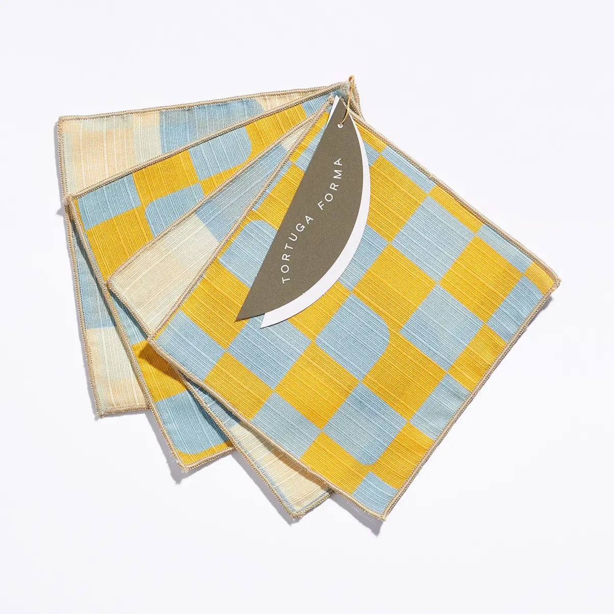 Checker Cocktail Napkins - Sky