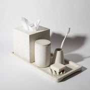White Terrazzo Tissue Box Cover styled