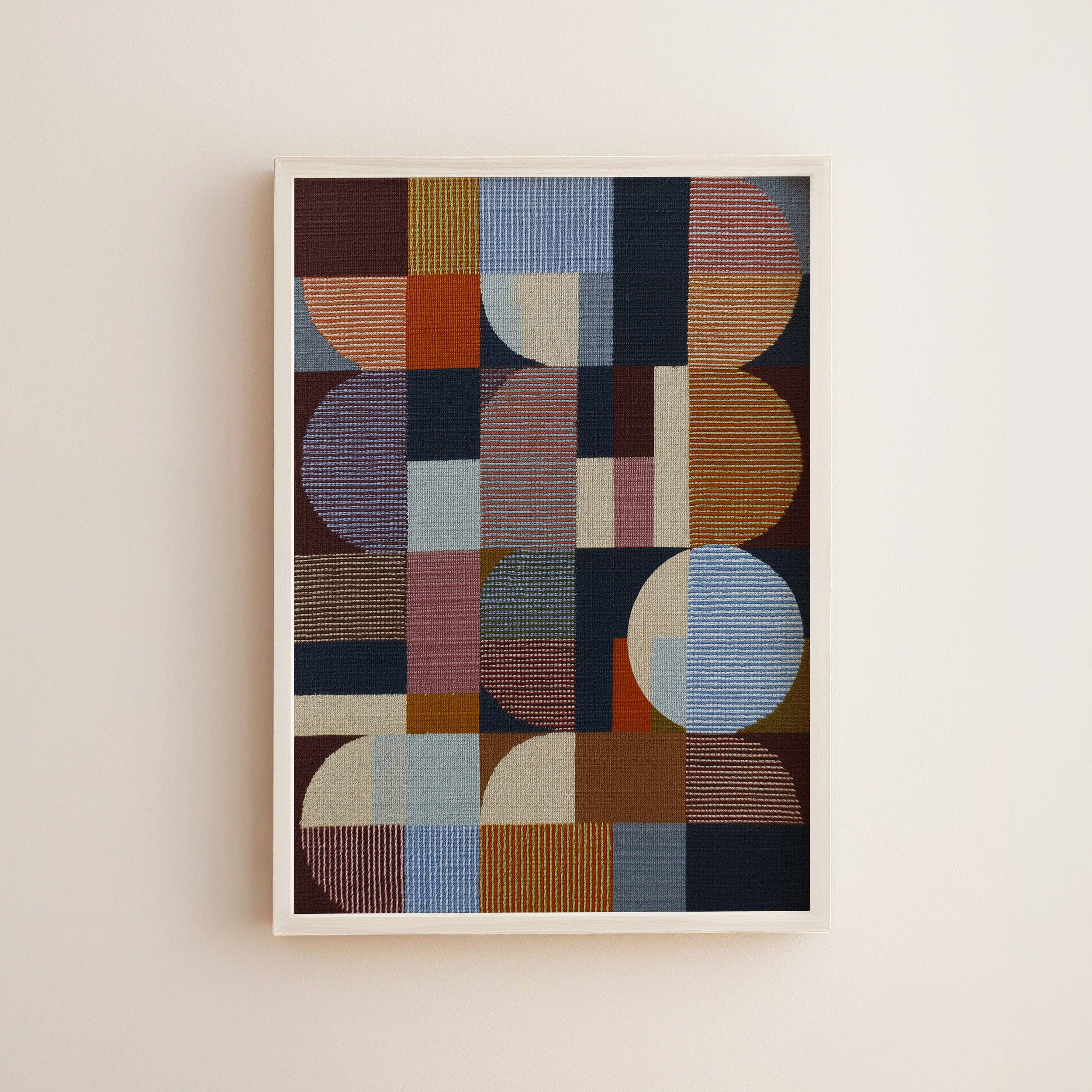 Woven Perspectives No. 18 shown framed in a styled interior