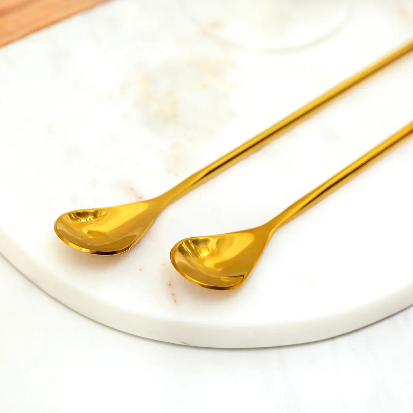 Gold Smooth Handle Bar Spoons, Set of 2