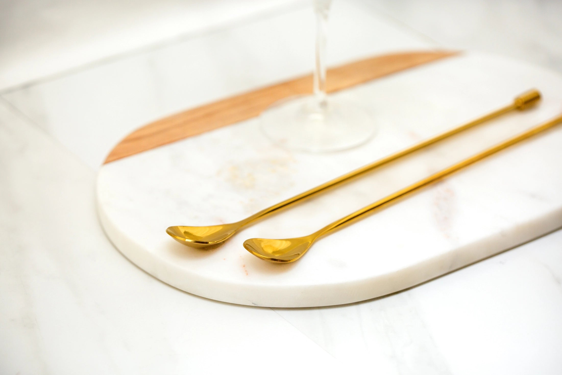 Gold Smooth Handle Bar Spoons, Set of 2
