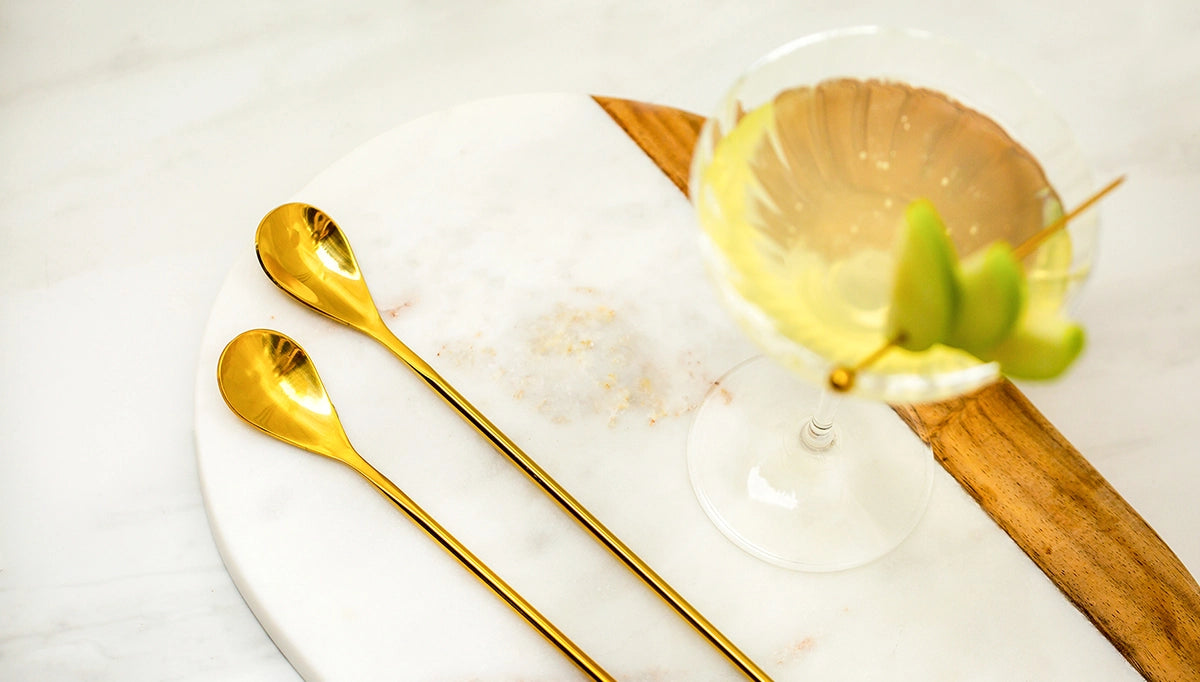 Gold Smooth Handle Bar Spoons, Set of 2