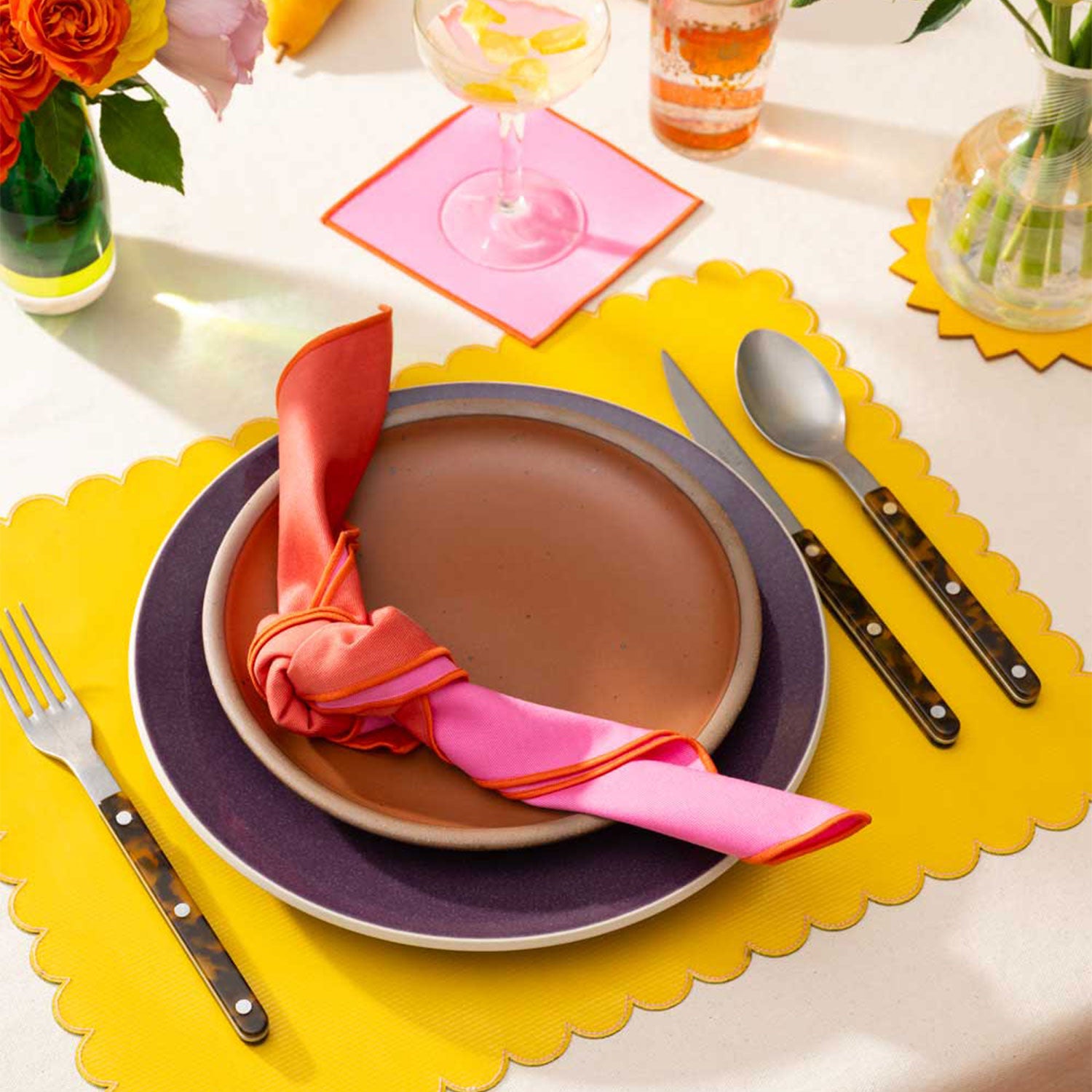 Cocktail Napkin Set in Lollipop Twill