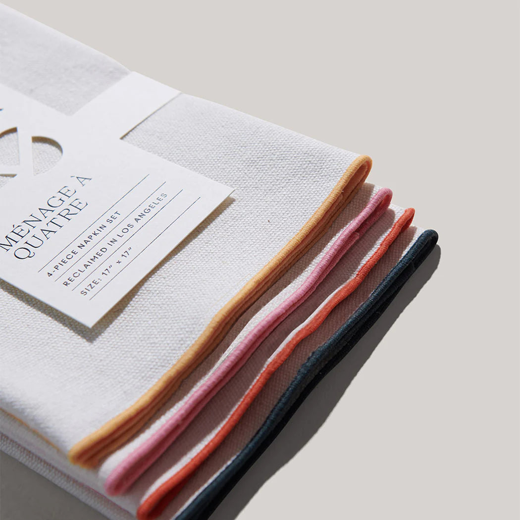 Dinner Napkin Set in Rainbow Burlap