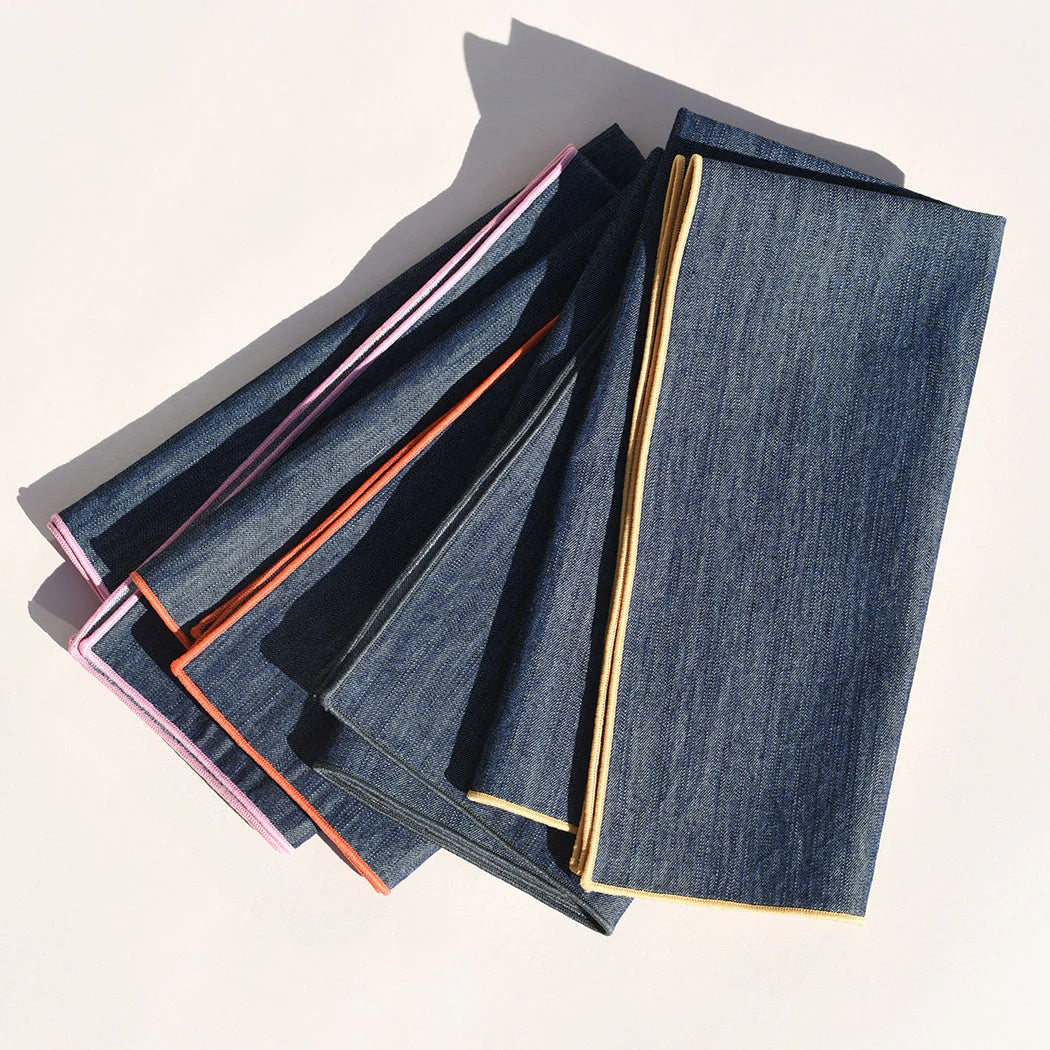 Dinner Napkin Set in Rainbow Denim