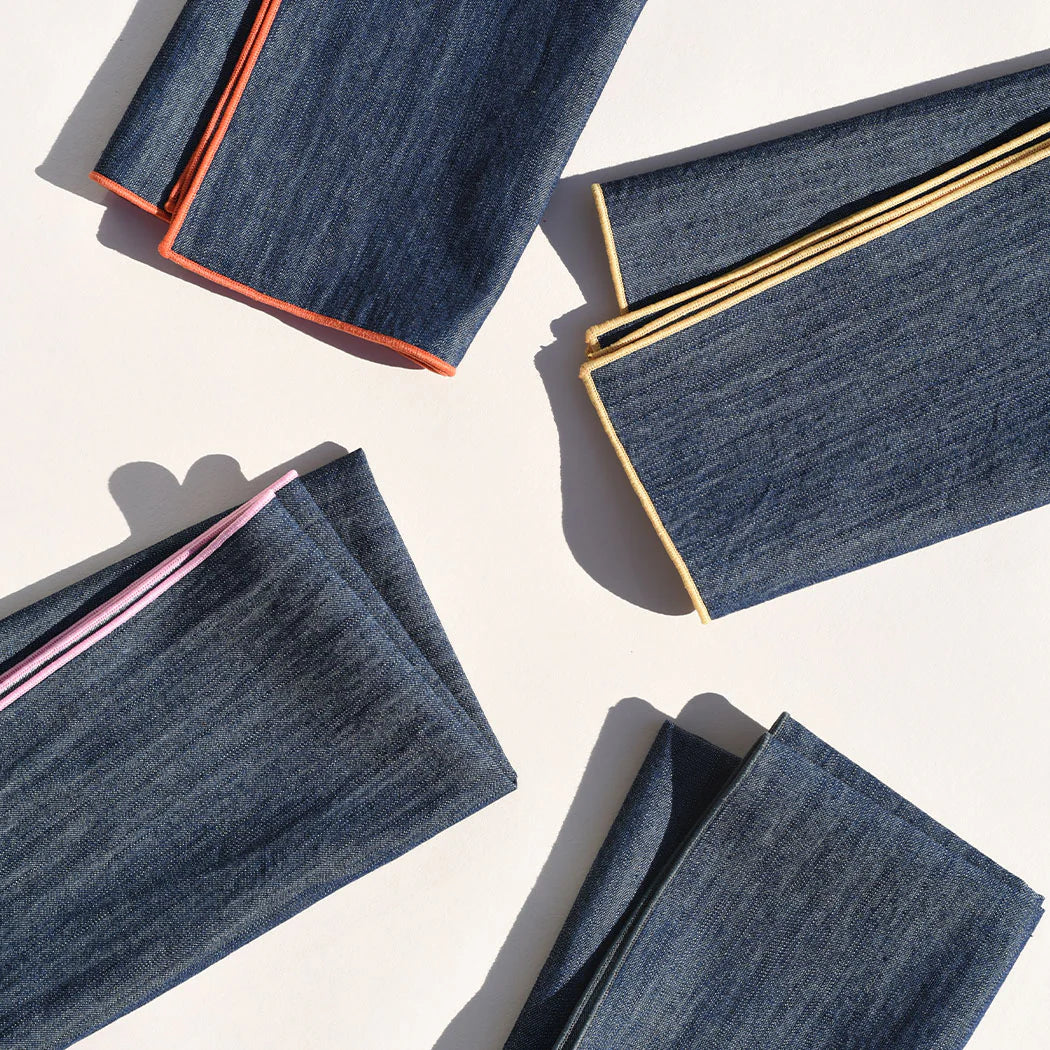 Dinner Napkin Set in Rainbow Denim