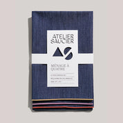 Dinner Napkin Set in Rainbow Denim