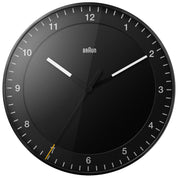 Braun BC17 Large Wall Clock in black, with white hands and yellow-tipped second hand