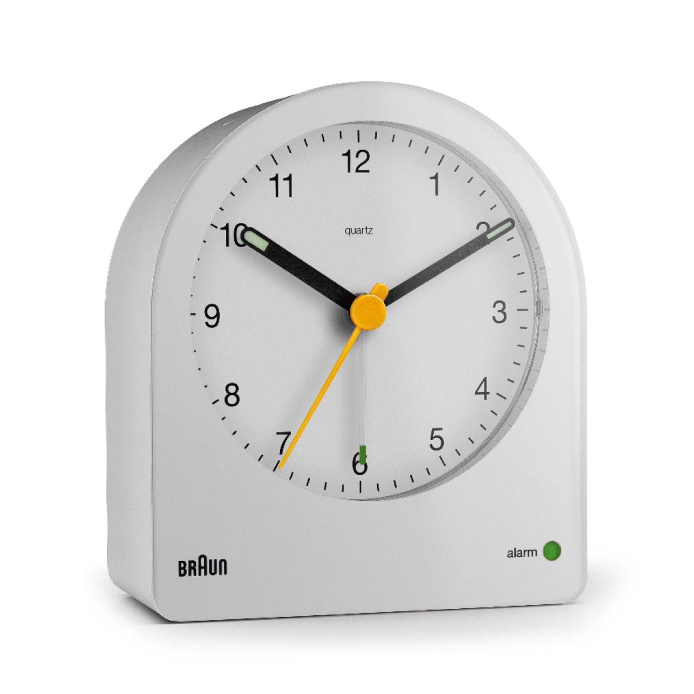 Braun BC22 Alarm Clock in white, arched case derived from the 1984 AB 2