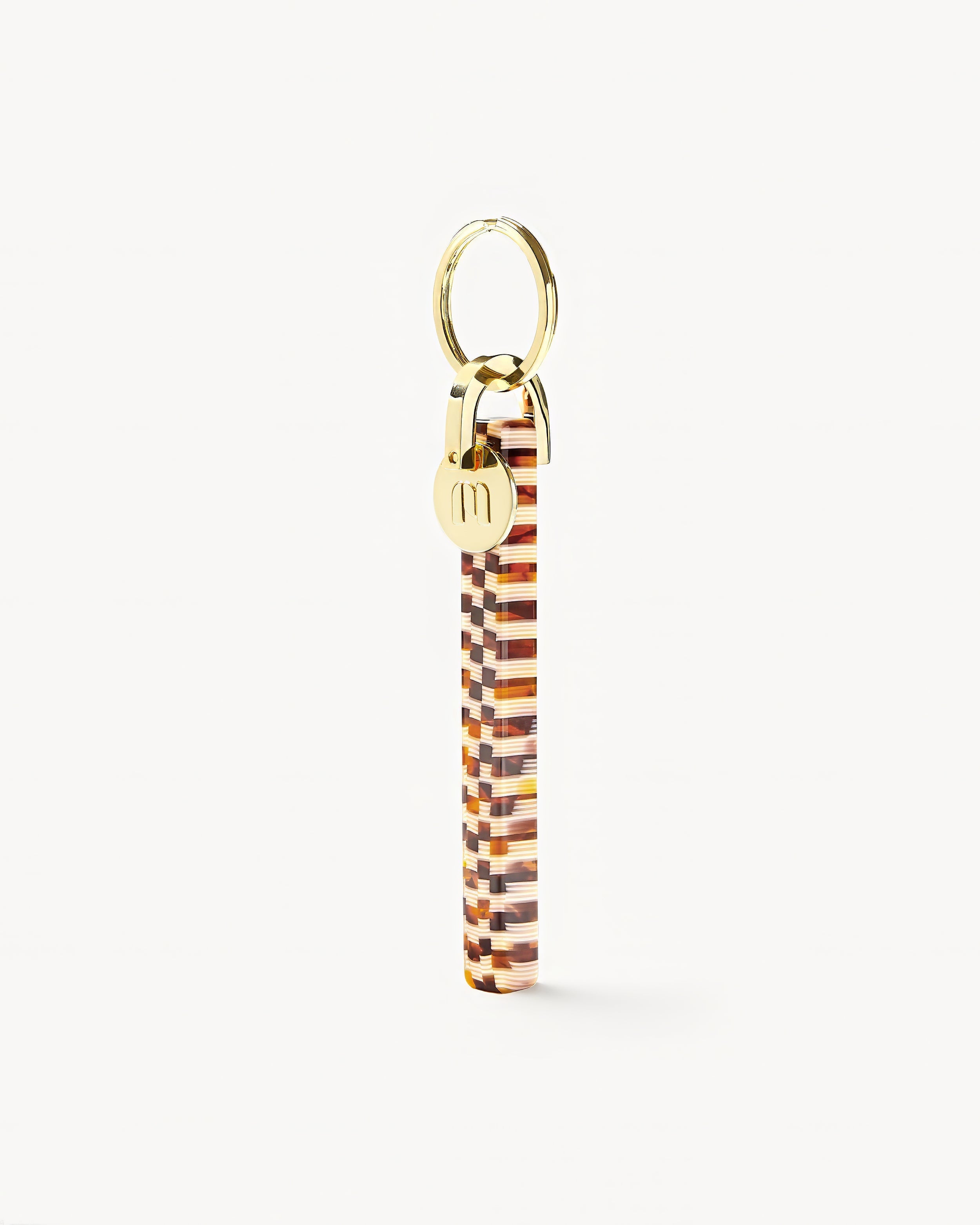 MACHETE Bar Keychain in Tortoise Checker - Gold