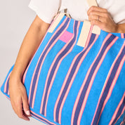 Striped Tote Bag - Blue, lifestyle