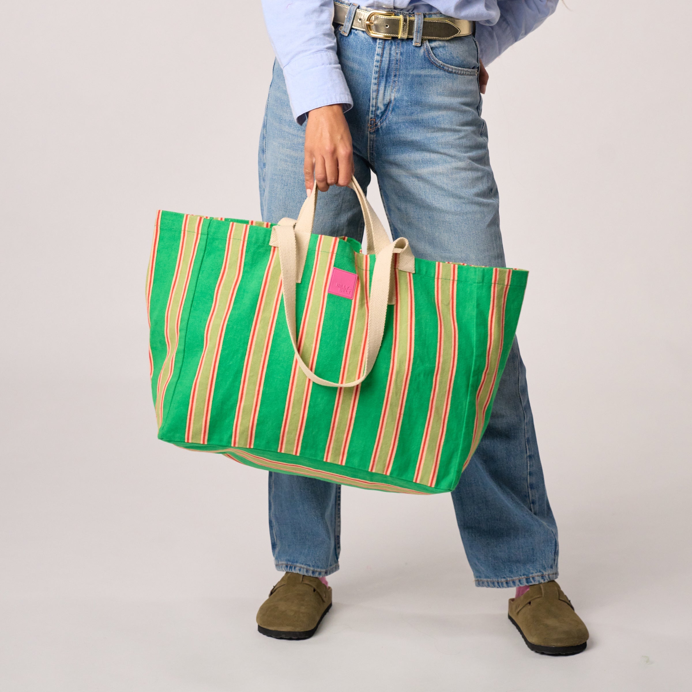Striped Tote Bag - Green
