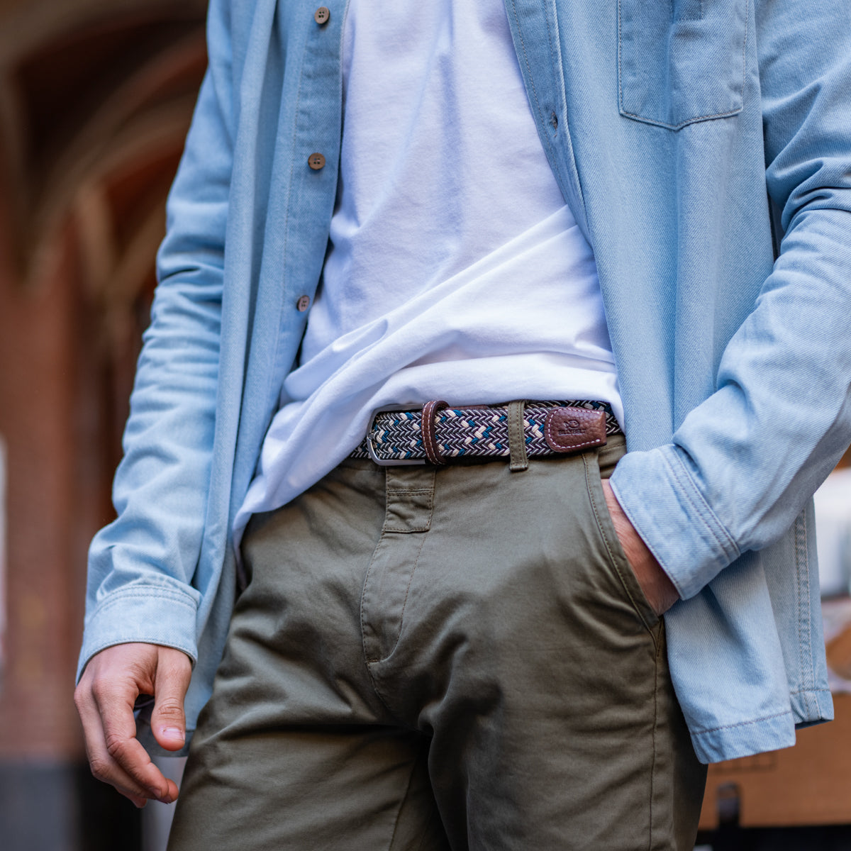 Multicolored Woven Belt - Glasgow, worn