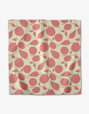 Tropical Fruit napkin with pink abstract pomegranates and leaves on light beige