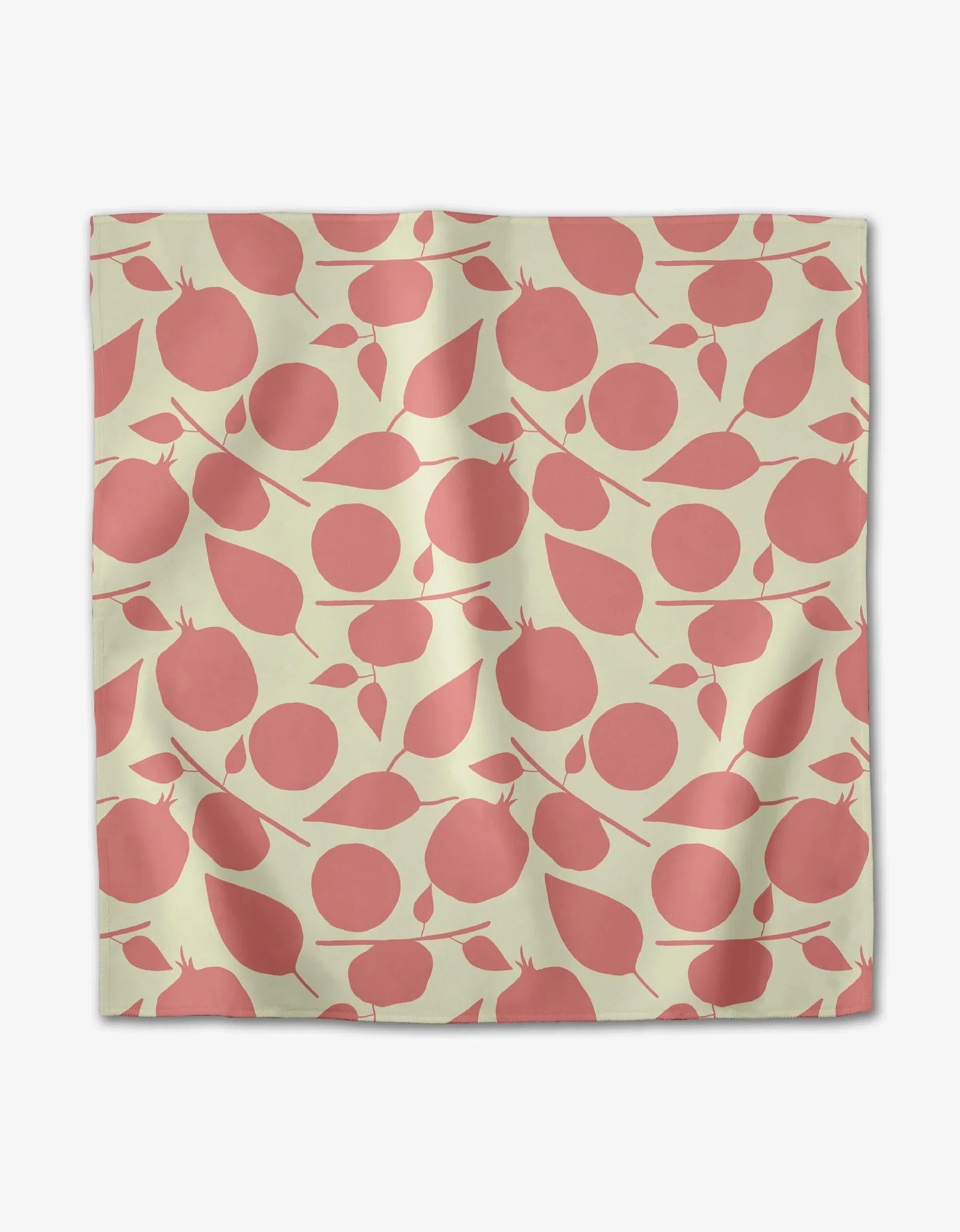 Tropical Fruit napkin with pink abstract pomegranates and leaves on light beige