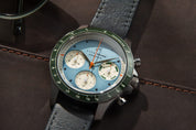 1960 Racing Chronograph Sky Blue and Green, detail