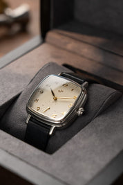 1954 Capri Mechanical Steel White worn on the wrist