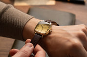 1954 Capri Mechanical Gold Vintage Cream worn on the wrist